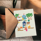 Globleland Seaside, Beach, Swimming Ring, Sun Umbrella, Coconut Tree, Surfboard Carbon Steel Cutting Dies Stencils, for DIY Scrapbooking/Photo Album, Decorative Embossing DIY Paper Card