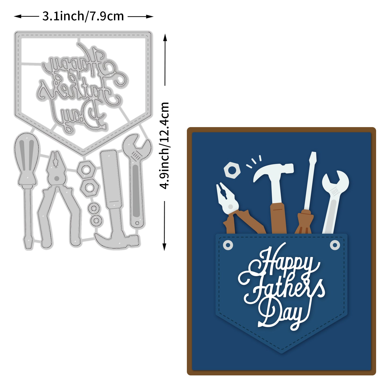 Globleland Father's Day, Happy Father's Day, Tools, Wrench, Hammer, Pliers Carbon Steel Cutting Dies Stencils, for DIY Scrapbooking/Photo Album, Decorative Embossing DIY Paper Card