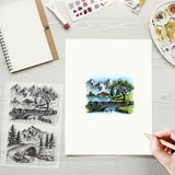 Globleland Bridge, Mountains, Trees, River, Realistic Clear Silicone Stamp Seal for Card Making Decoration and DIY Scrapbooking