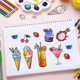 Globleland Ice Cream, Fruit, Cupcakes Stamp Clear Silicone Stamp Seal for Card Making Decoration and DIY Scrapbooking