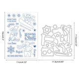 1Pc Carbon Steel Cutting Dies Stencils & 1 Sheet PVC Plastic Stamps, for DIY Scrapbooking/Photo Album, Decorative Embossing DIY Paper Card, Ski Bear, Winter, Snowflakes, Christmas