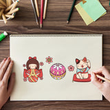 Globleland Oriental, Japanese, Cherry Blossom, Doll, Lucky Cat, Crane, Koi Clear Silicone Stamp Seal for Card Making Decoration and DIY Scrapbooking