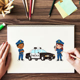 Globleland Police, Police Car, Pistol, Handcuffs, Stun Gun Clear Silicone Stamp Seal for Card Making Decoration and DIY Scrapbooking