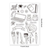 Globleland Palette, Craft Tools, Paint, Paintbrush, Pen, Ink, Brush, Book Clear Silicone Stamp Seal for Card Making Decoration and DIY Scrapbooking