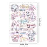GLOBLELAND Universe Silicone Stamp Seal for Card Making Decoration and DIY Scrapbooking, Universe Themed Pattern, Alien, Planet, Rocket, Spaceship