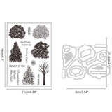 1Pc Carbon Steel Cutting Dies Stencils & 1 Sheet PVC Plastic Stamps, for DIY Scrapbooking/Photo Album, Decorative Embossing DIY Paper Card, Tree Pattern