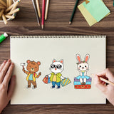 Globleland Animal Travel Vacation Bear Cat Rabbit Stamp Clear Silicone Stamp Seal for Card Making Decoration and DIY Scrapbooking