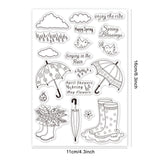 Globleland Rain Boots, Umbrella, Cloud, Raindrops, Bird Clear Silicone Stamp Seal for Card Making Decoration and DIY Scrapbooking