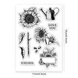 Globleland Sunflower, Realistic, Foliage, Border, Watering Can, Love Clear Silicone Stamp Seal for Card Making Decoration and DIY Scrapbooking
