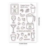 Ice Maker, Cup, Lemon Slices, Grapes, Bananas, Pears, Watermelon, Lemons, Strawberries, Straws, Mangoes, Oranges, Ice Cubes, Juicer Clear Stamps Silicone Stamp Seal for Card Making Decoration and DIY Scrapbooking