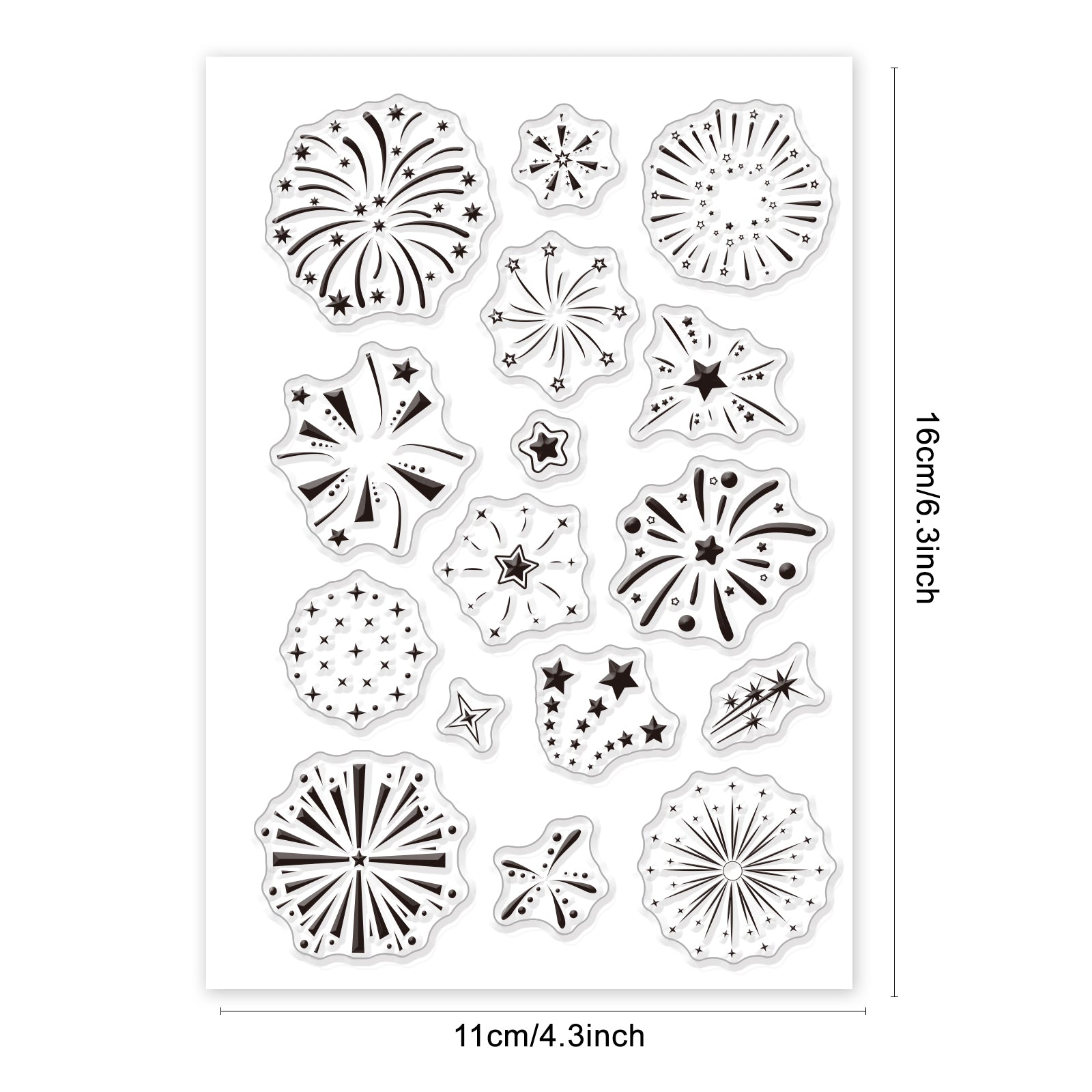 Fireworks, Festival, New Year, Stars Clear Stamps Silicone Stamp Seal for Card Making Decoration and DIY Scrapbooking