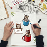 Globleland Cat, Teacup Stamps Silicone Stamp Seal for Card Making Decoration and DIY Scrapbooking