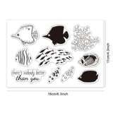 Globleland Clear Silicone Stamp Seal for Card Making Decoration and DIY Scrapbooking, Includes Layered Fish, Fish, Coral, Shoal, Phrases