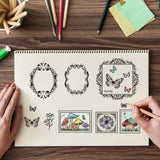 Mushrooms, Butterflies, Vintage Frame Clear Silicone Stamp Seal for Card Making Decoration and DIY Scrapbooking