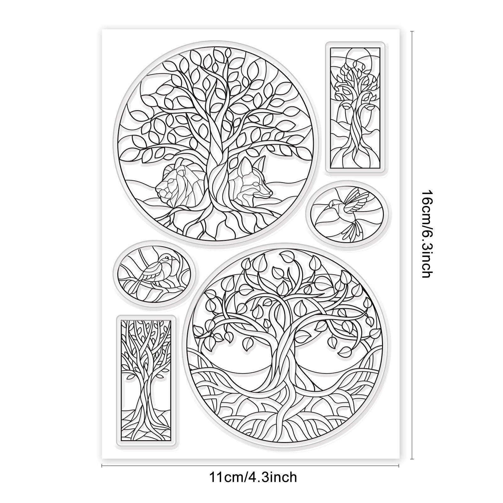 Globleland Tree of Life Stained Glass Style Clear Silicone Stamp Seal for Card Making Decoration and DIY Scrapbooking