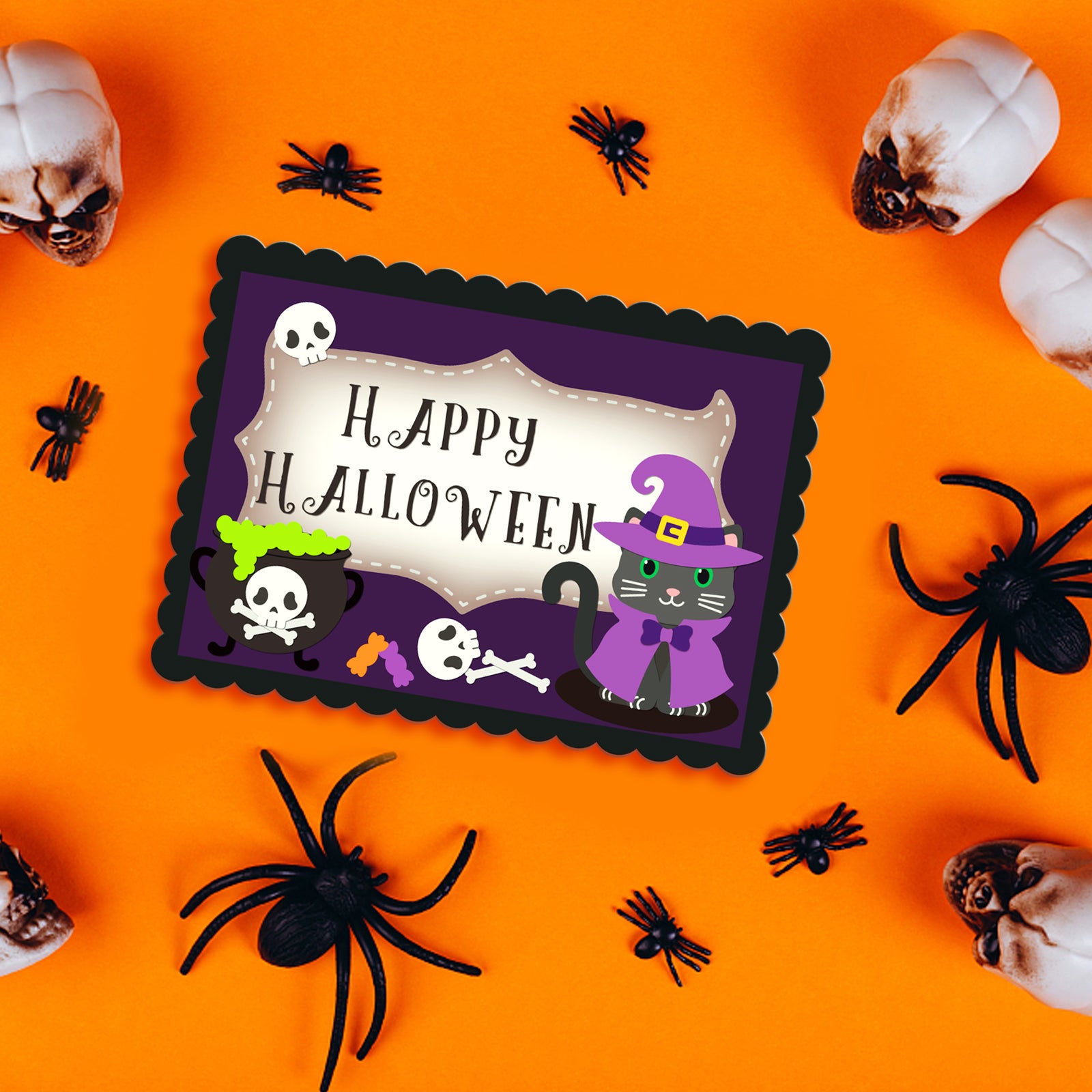 Globleland Halloween, Cat, Pumpkin, Bat, Spider, Skeleton, Ghost Carbon Steel Cutting Dies Stencils, for DIY Scrapbooking/Photo Album, Decorative Embossing DIY Paper Card