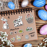 Globleland Vintage Rabbit and Happy Easter Cutting Dies and Silicone Clear Stamps Set, for DIY Scrapbooking/Photo Album, Decorative Embossing DIY Paper Card