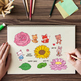Globleland Rose, Sunflower, Animal, Fox, Cat, Dog Clear Silicone Stamp Seal for Card Making Decoration and DIY Scrapbooking