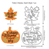Globleland Autumn Theme Carbon Steel Cutting Dies Stencils, for DIY Scrapbooking, Photo Album, Decorative Embossing Paper Card, Stainless Steel Color, Thanksgiving Day Themed Pattern, 88~120x103~110mm, 2pcs/set