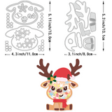 Globleland Christmas Theme Carbon Steel Cutting Dies Stencils, for DIY Scrapbooking, Photo Album, Decorative Embossing Paper Card, Stainless Steel Color, Deer, 80~100x130~131x0.8mm, 2pcs/set