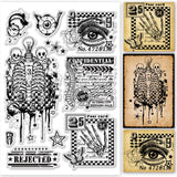 Globleland PVC Stamps, for DIY Scrapbooking, Photo Album Decorative, Cards Making, Stamp Sheets, Film Frame, Skeleton, 21x14.8x0.3cm