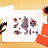 Globleland PVC Sakura Stamp, for DIY Scrapbooking, Sea Horse, 100x100mm