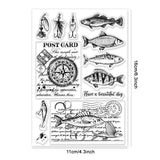Globleland Custom PVC Plastic Clear Stamps, for DIY Scrapbooking, Photo Album Decorative, Cards Making, Fish, 160x110x3mm