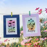 Globleland Flowers Leaves Plant Silhouette Daisy Lavender Wildflower Stamp Clear Silicone Stamp Seal for Card Making Decoration and DIY Scrapbooking