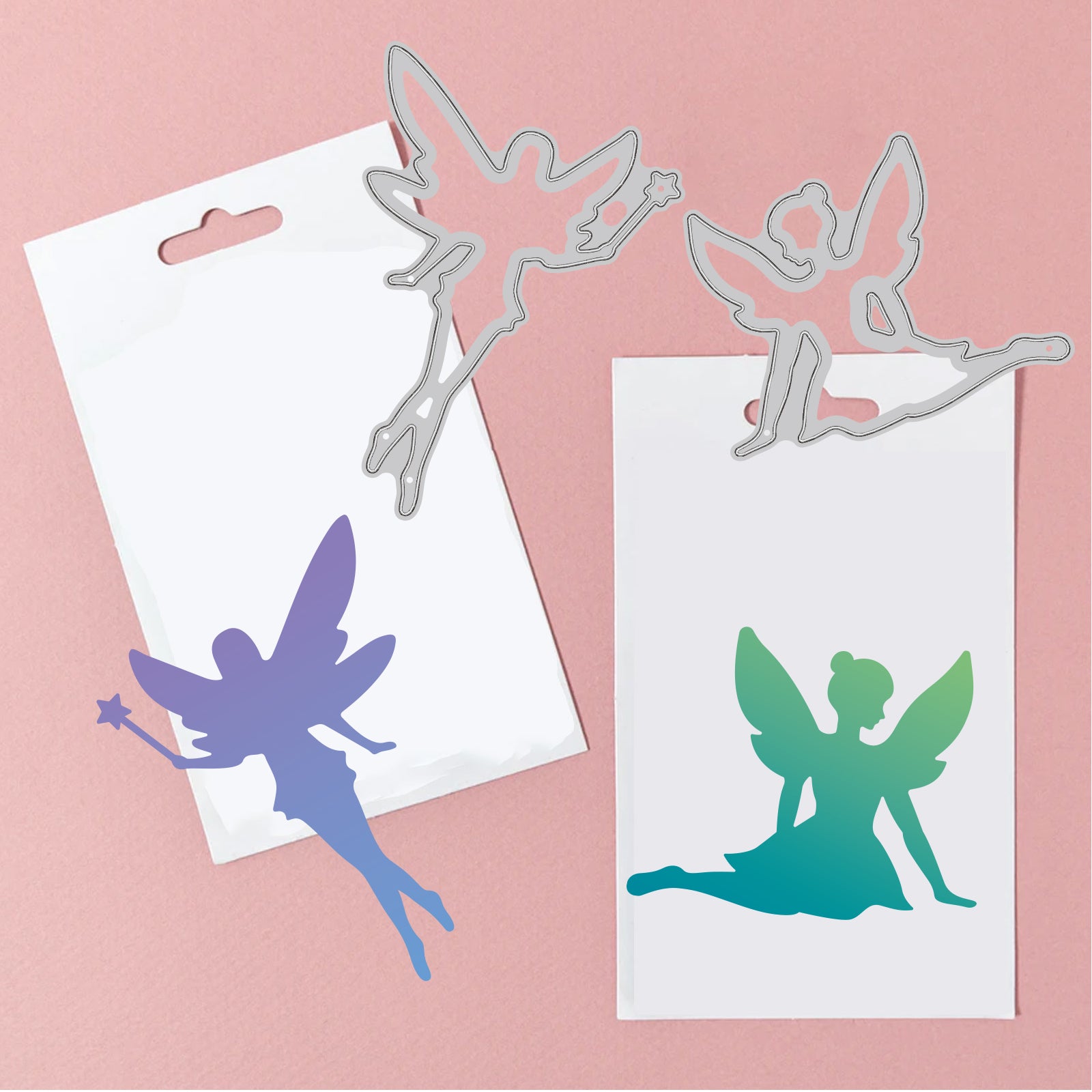 Globleland Fairy Girls, Lovely Star Girls Carbon Steel Cutting Dies Stencils, for DIY Scrapbooking/Photo Album, Decorative Embossing DIY Paper Card
