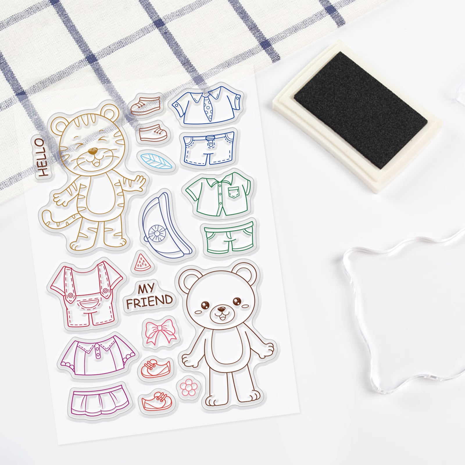 Globleland Summer Dress Up Animals Clear Silicone Stamp Seal for Card Making Decoration and DIY Scrapbooking