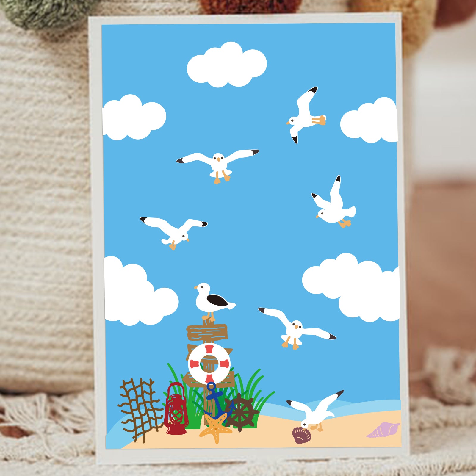 Globleland Seagulls, Beach, Shells, Conch, Tree Stump, Swimming Ring Carbon Steel Cutting Dies Stencils, for DIY Scrapbooking/Photo Album, Decorative Embossing DIY Paper Card