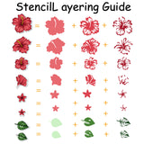 1 Sheet PVC Plastic Stamps with 1Pc Carbon Steel Cutting Dies Stencils and 1 Set PET Drawing Painting Stencils, for DIY Scrapbooking, Photo Album, Cards Making, Hibiscus, Flower Pattern, 160x110x3mm