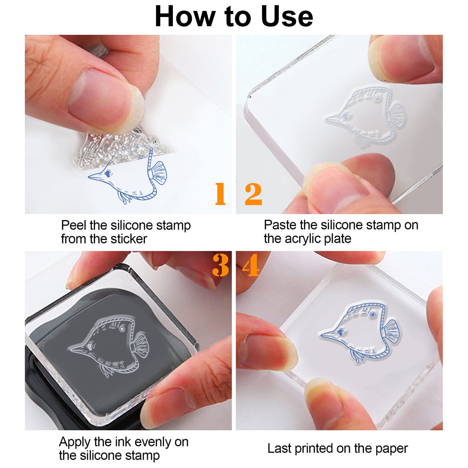 Globleland Clear Silicone Stamp Seal for Card Making Decoration and DIY Scrapbooking, Includes Layered Fish, Fish, Coral, Shoal, Phrases
