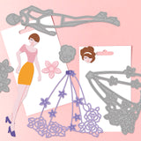 Globleland Girl, Flower, Skirt, Clothes Carbon Steel Cutting Dies Stencils, for DIY Scrapbooking/Photo Album, Decorative Embossing DIY Paper Card