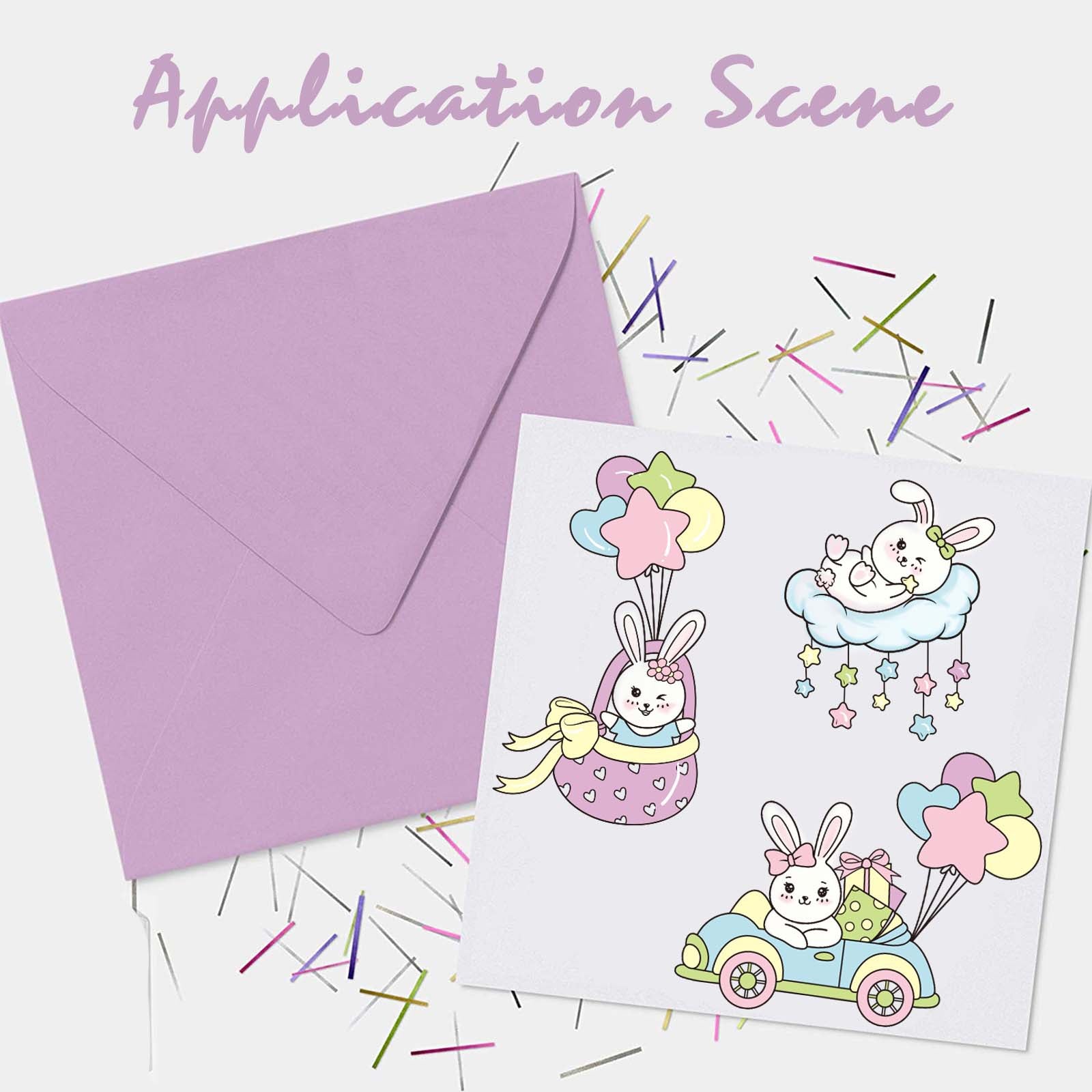 Globleland Cute Animals, Friends, Balloons, Cute Rabbits, Hot Air Balloons Clear Stamps Silicone Stamp Seal for Card Making Decoration and DIY Scrapbooking