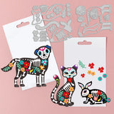 Globleland Day of the Dead Animals Carbon Steel Cutting Dies Stencils, for DIY Scrapbooking/Photo Album, Decorative Embossing DIY Paper Card