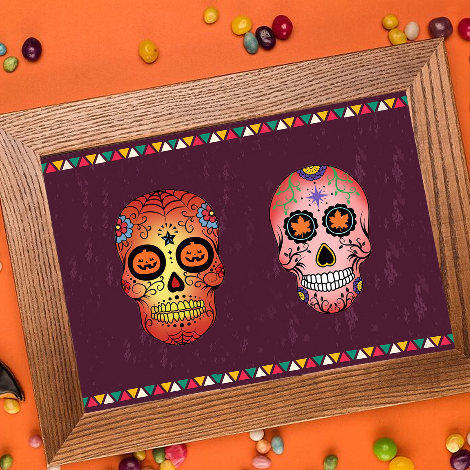 Globleland Day of the Dead Skull Skeleton Halloween Pattern Flowers Sugar Skull Stamps Silicone Stamp Seal for Card Making Decoration and DIY Scrapbooking