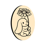 Lop-eared Rabbit Holding Flowers Oval Wax Seal Stamps