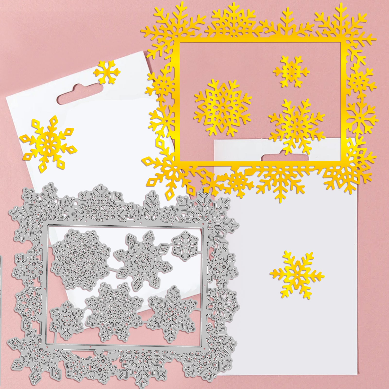 Globleland Snowflake Windows, Frames Carbon Steel Cutting Dies Stencils, for DIY Scrapbooking/Photo Album, Decorative Embossing DIY Paper Card