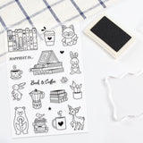 1Pc Carbon Steel Cutting Dies Stencils & 1 Sheet PVC Plastic Stamps, for DIY Scrapbooking/Photo Album, Decorative Embossing DIY Paper Card, Book, Coffee, Animals