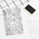 Globleland Background, Fairy Tale, Rabbits, Flowers, Plants Clear Silicone Stamp Seal for Card Making Decoration and DIY Scrapbooking