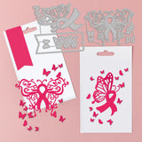 Globleland Pink Ribbon, Butterfly Breast Cancer Ribbon Carbon Steel Cutting Dies Stencils, for DIY Scrapbooking/Photo Album, Decorative Embossing DIY Paper Card