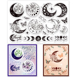 Globleland Custom PVC Plastic Clear Stamps, for DIY Scrapbooking, Photo Album Decorative, Cards Making, Moon, 160x110x3mm