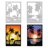 Globleland Coconut Tree Theme Carbon Steel Cutting Dies Stencils, for DIY Scrapbooking, Photo Album, Decorative Embossing Paper Card, Stainless Steel Color, Rectangle, 140x100x0.8mm, 2pcs/set