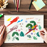 Globleland Clear Silicone Stamp Seal for Card Making Decoration and DIY Scrapbooking, Including Parrots, Plants, Tropical