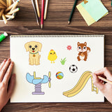 Globleland Let's Play, Puppy, Squirrel, Chicken, Bird, Bee, Butterfly, Slide, Tree, Seesaw, Ball, Swing Clear Silicone Stamp Seal for Card Making Decoration and DIY Scrapbooking