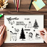 Globleland Clear Stamps Silicone Stamp Seal for Card Making Decoration and DIY Scrapbooking, Christmas, Snowman, Elk, Christmas Tree, Pine Cones, Snowflakes, Snow House