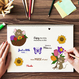Globleland Bless The Rat, Butterfly, Flower, Mouse, Blessing Clear Silicone Stamp Seal for Card Making Decoration and DIY Scrapbooking