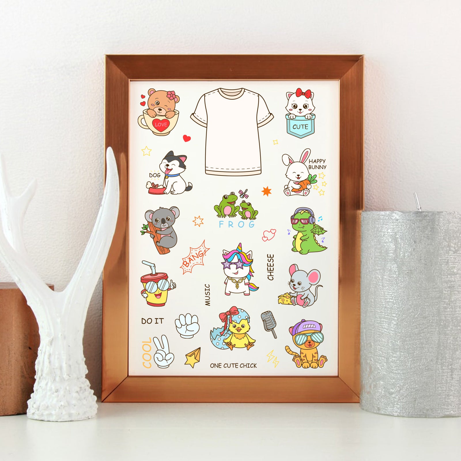 Globleland Small Animal Cool T-Shirt Clear Silicone Stamp Seal for Card Making Decoration and DIY Scrapbooking