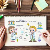 Globleland Cute Chemist, Girl, Boy Clear Stamps Silicone Stamp Seal for Card Making Decoration and DIY Scrapbooking